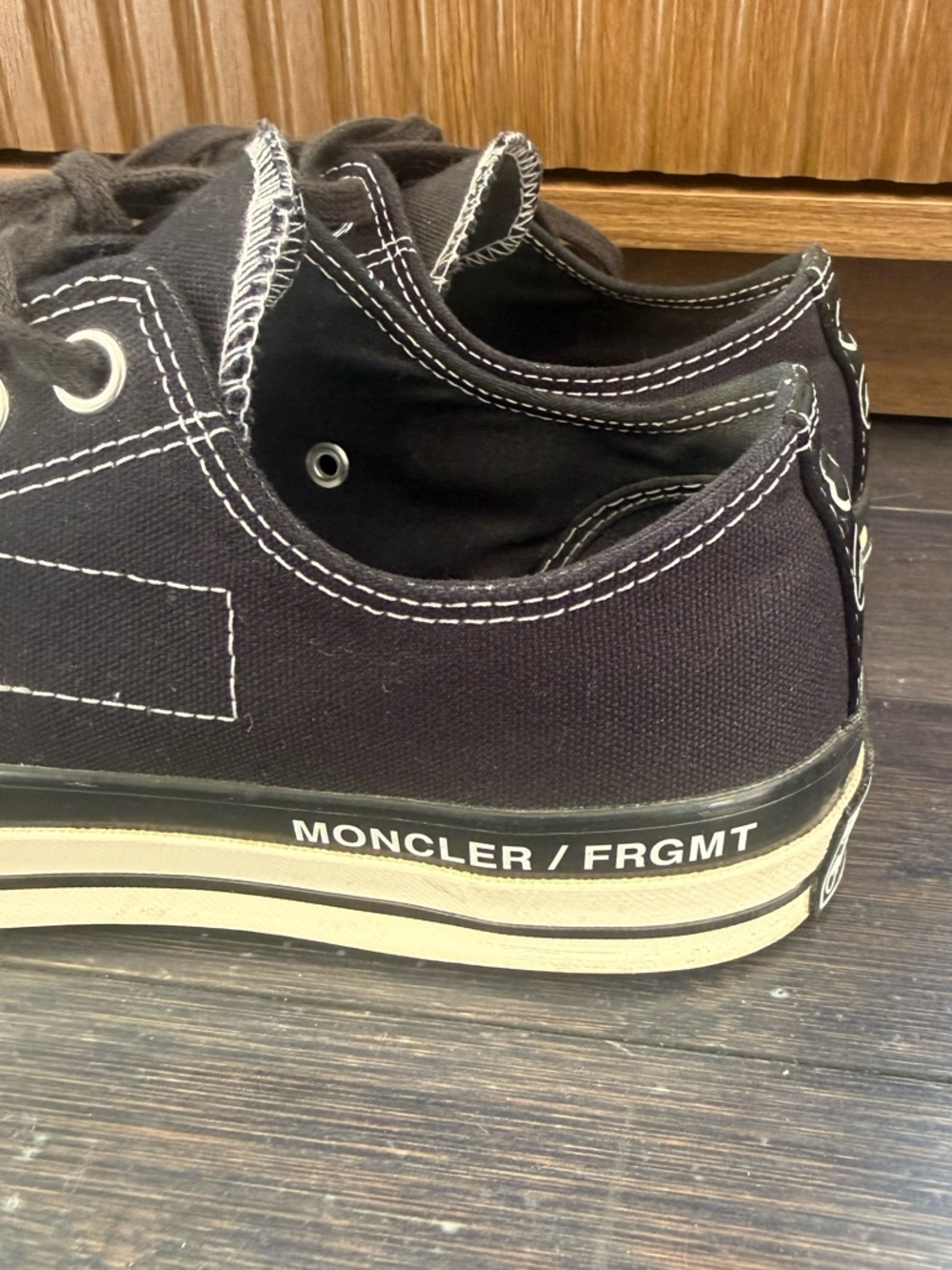 FRAGMENT DESIGN x MONCLER x CONVERSE UNISEX SNEAKERS, US MENS 9/WOMENS 11, BLACK - Picture 5 of 14